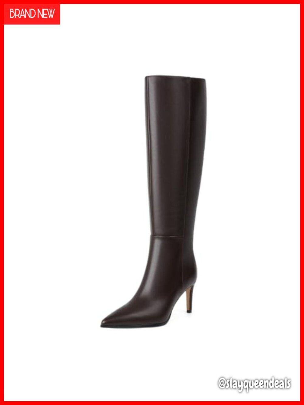 Faux Leather Knee High Pointed Toe Stiletto Heel Boots